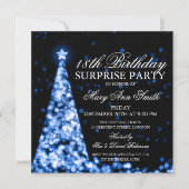 Blauwe Verrassing 18e Verjaardag Kerstverlichting Kaart (Voorkant)