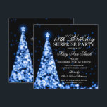 Blauwe Verrassing 18e Verjaardag Kerstverlichting Kaart<br><div class="desc">Elegante Verrassing 18e Verjaardag Party uitnodiging ontwerp met Blauwe Kerstboom Lichten motief,  aangepaste naam en datum en extra tekst. Makkelijk te gebruiken en makkelijk te personaliseren.</div>