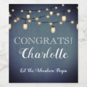 Blauwe Verrassing Pensioen Partij String Lights Wijn Etiket (Enkel label)