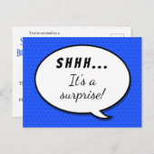 Blauwe verrassingsdag feestdag uitnodiging briefkaart (Voorkant / Achterkant)