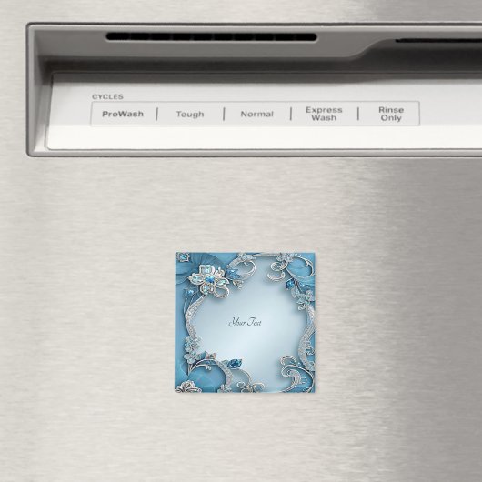 Blauwe Versierde Bloem Magneet (Insitu (Vaatwasser))