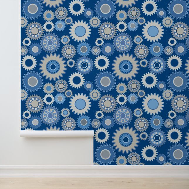 Blauwe Versnellingen  Behang (Applicatie)