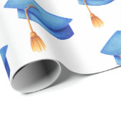 Blauwe verstuivingsdop met Afstuderen Tassels Cadeaupapier (Rol Hoek)
