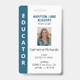 Blauwe Verticale Streep Homeschool Educator ID Bad Badge