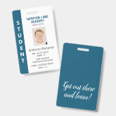 Blauwe Verticale Streep Homeschool Student ID Badg Badge (Voor- en achterkant)