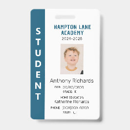 Blauwe Verticale Streep Homeschool Student ID Badg Badge