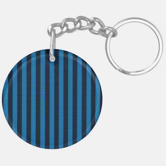 Blauwe Verticale Strepen Achtergrond Decoratie Sleutelhanger (Achterkant Links)