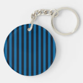 Blauwe Verticale Strepen Achtergrond Decoratie Sleutelhanger (Achterkant)