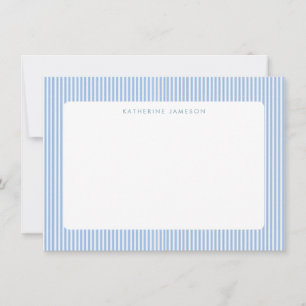 Blauwe Verticale Strepen Kust Monogram Notitiekaartje