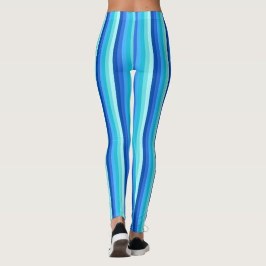 Blauwe verticale strepen Leggings (Achterkant)