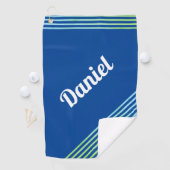 Blauwe Verticale Strepen Naam Moderne Speler Golfe Golfhanddoek (Insitu)