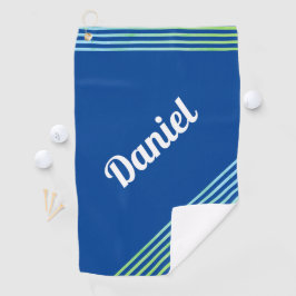 Blauwe Verticale Strepen Naam Moderne Speler Golfe Golfhanddoek