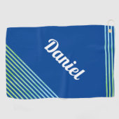 Blauwe Verticale Strepen Naam Moderne Speler Golfe Golfhanddoek (Horizontaal)