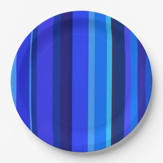 Blauwe verticale strepen papieren bordje (Voorkant)