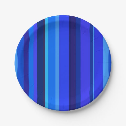 Blauwe verticale strepen papieren bordje (Voorkant)