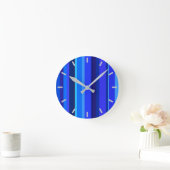 Blauwe verticale strepen ronde klok (Huis)