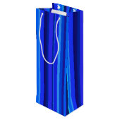 Blauwe verticale strepen wijn cadeautas (Achterkant Gekanteld)