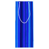 Blauwe verticale strepen wijn cadeautas (Achterkant)