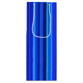 Blauwe verticale strepen wijn cadeautas (Voorkant)