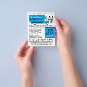 Blauwe verwijderingswagen, verwijderend bedrijf Ad Flyer (Hand)