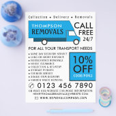 Blauwe verwijderingswagen, verwijderend bedrijf Ad Flyer (Enkel)