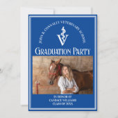 Blauwe Veterinaire School Foto Afstudeerfeest Kaart (Voorkant)
