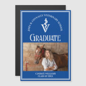 Blauwe Veterinaire School Foto Afstuderen Magnet (Voorkant / Achterkant)