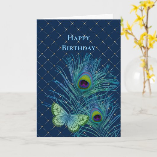  blauwe vetervis Birthday Kaart (Gele Bloem)