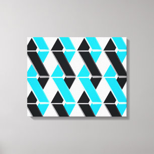Blauwe, vetgedrukte, koele, trendgevlekte geometri canvas afdruk