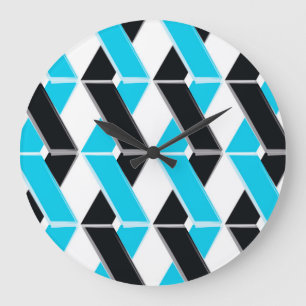 Blauwe, vetgedrukte, koele, trendgevlekte geometri grote klok