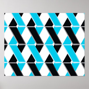 Blauwe, vetgedrukte, koele, trendgevlekte geometri poster