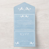 Blauwe vezel - alles in één bruiloft all in one uitnodiging (Binnen)