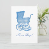 Blauwe Victoriaans Baby Kaart (Staand voorkant)