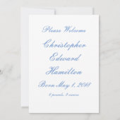 Blauwe Victoriaans Baby Kaart (Achterkant)