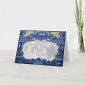 Blauwe Victoriaans Feestdagen Kaart (Voorkant)