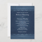 Blauwe Victoriaans Gothic Cameo Wedding Invitation Kaart (Achterkant)