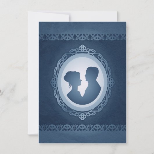 Blauwe Victoriaans Gothic Cameo Wedding Invitation Kaart (Voorkant)