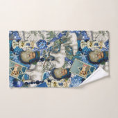 Blauwe Victoriaans kerstcollage Bad Handdoek (Handdoek)