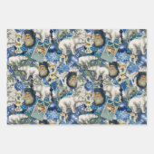 Blauwe Victoriaans kerstcollage Inpakpapier Vel (Voorkant)