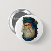 Blauwe Victoriaans kerstman Ronde Button 5,7 Cm (Voorkant /achterkant)