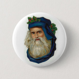 Blauwe Victoriaans kerstman Ronde Button 5,7 Cm