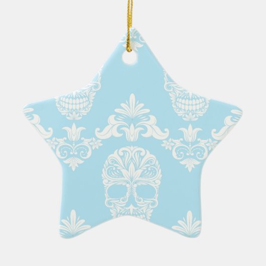 blauwe Victoriaans schedels Keramisch Ornament (Voorkant)