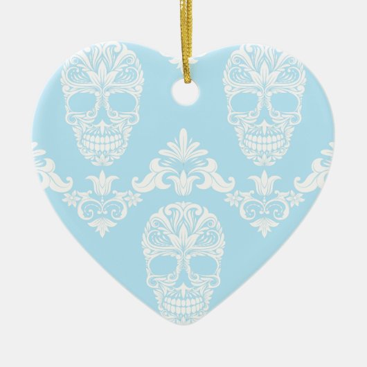 blauwe Victoriaans schedels Keramisch Ornament (Voorkant)