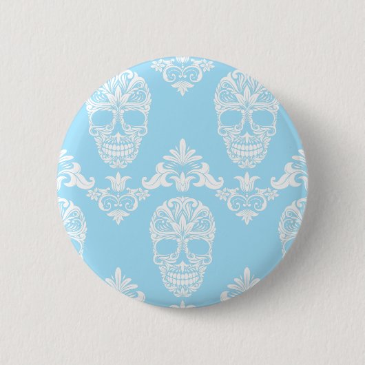 blauwe Victoriaans schedels Ronde Button 5,7 Cm (Voorkant)