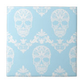 blauwe Victoriaans schedels Tegeltje (Voorkant)