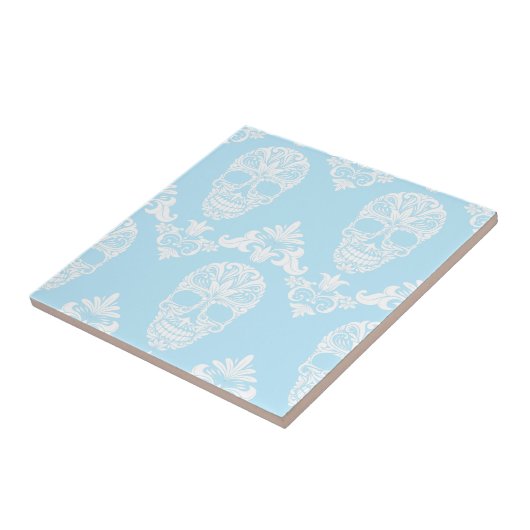 blauwe Victoriaans schedels Tegeltje (Zijkant)