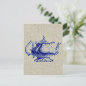  blauwe Victoriaans theezetkamer Briefkaart (Staand voorkant)