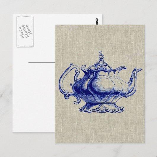 blauwe Victoriaans theezetkamer Briefkaart (Voorkant / Achterkant)