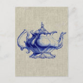 blauwe Victoriaans theezetkamer Briefkaart (Voorkant)