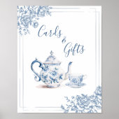 Blauwe Victoriaans Tuin Bruidsthee Kaarten en gesc Poster (Voorkant)